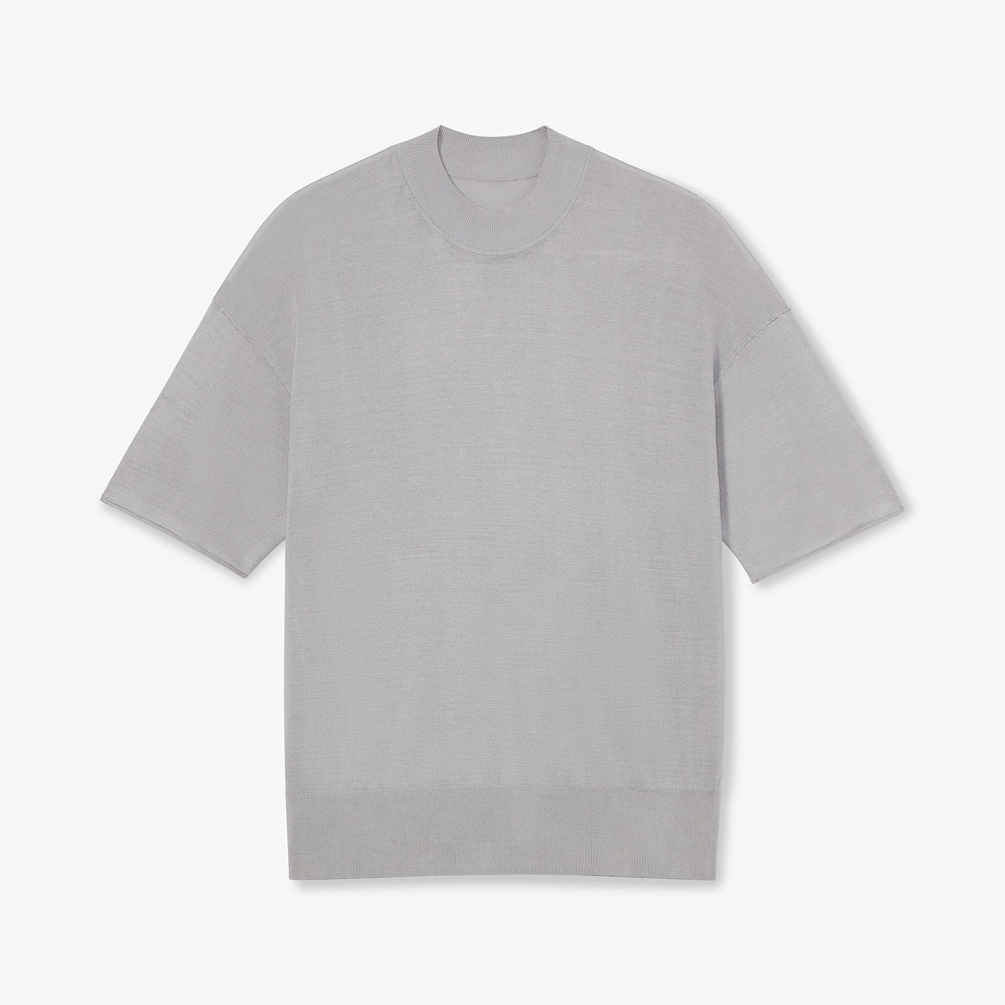 Packshot image of the mia top in silk jersey in pale gray