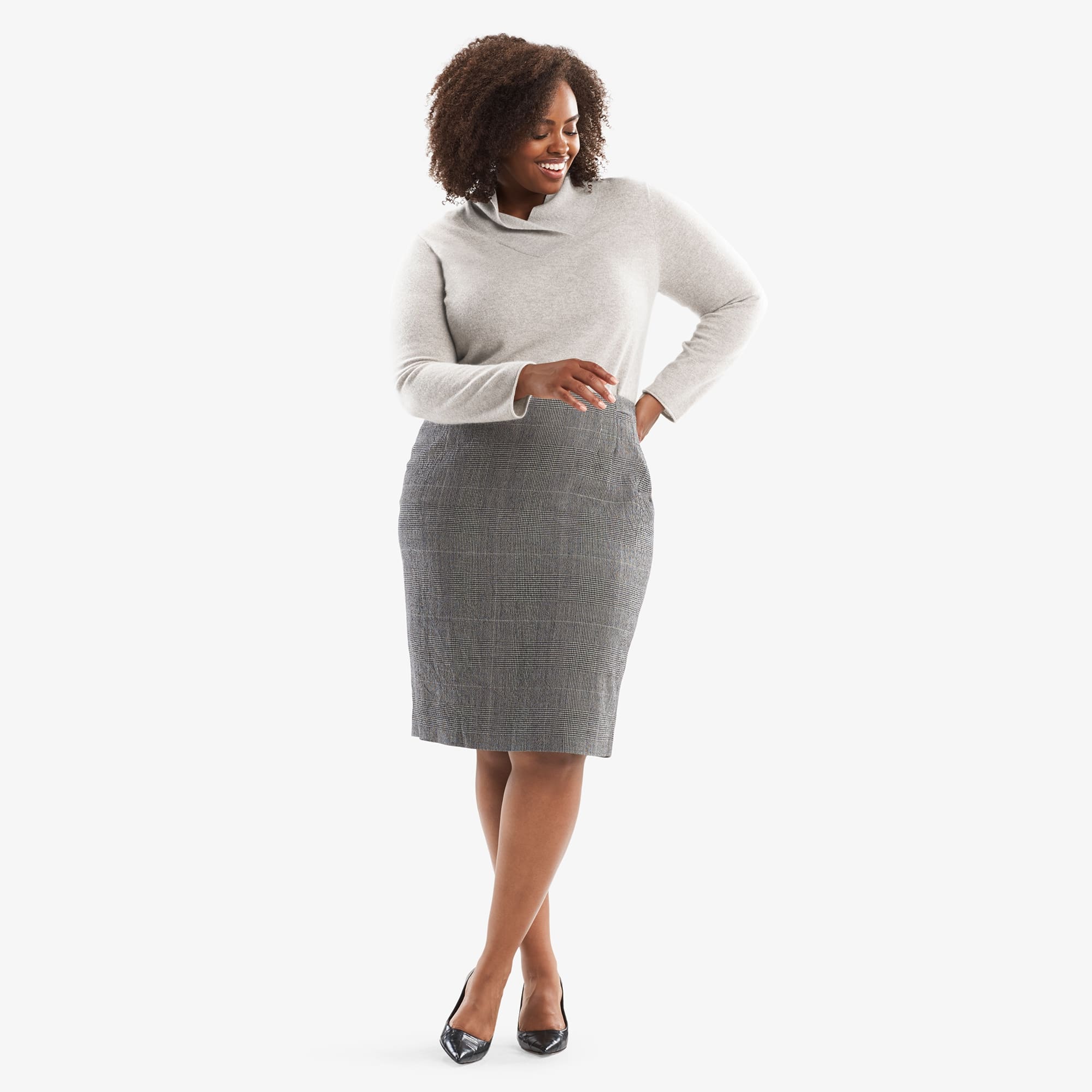 Cobble Hill Skirt - Stretch Check :: Cream / Black