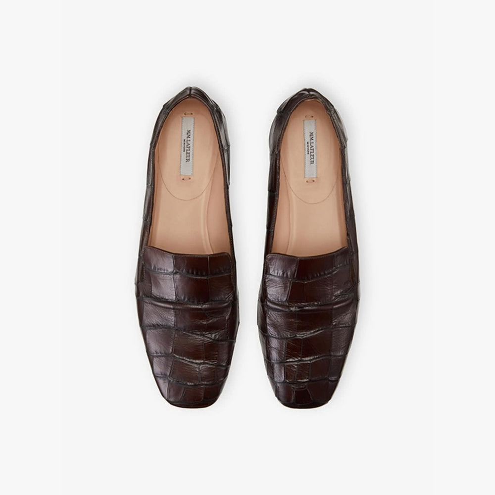 Grace Loafer - Embossed Croc :: Brown