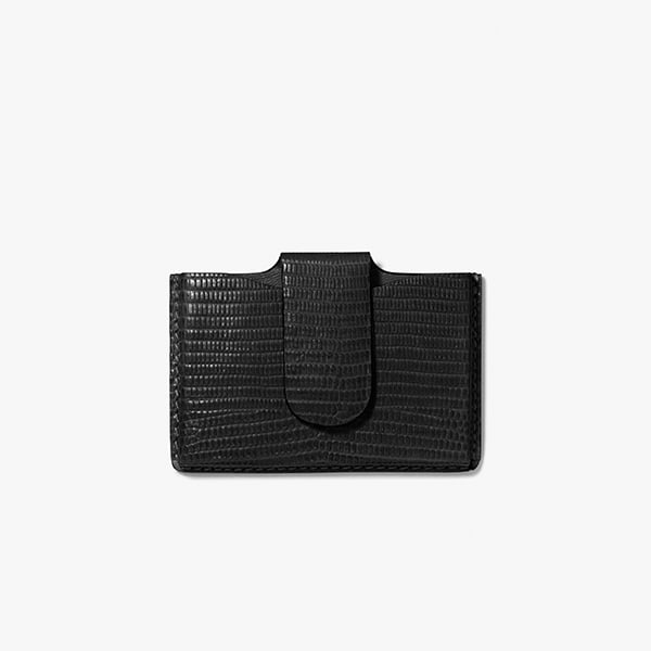 Packshot image of the Business Card Case in Black Embossed Lizard 
