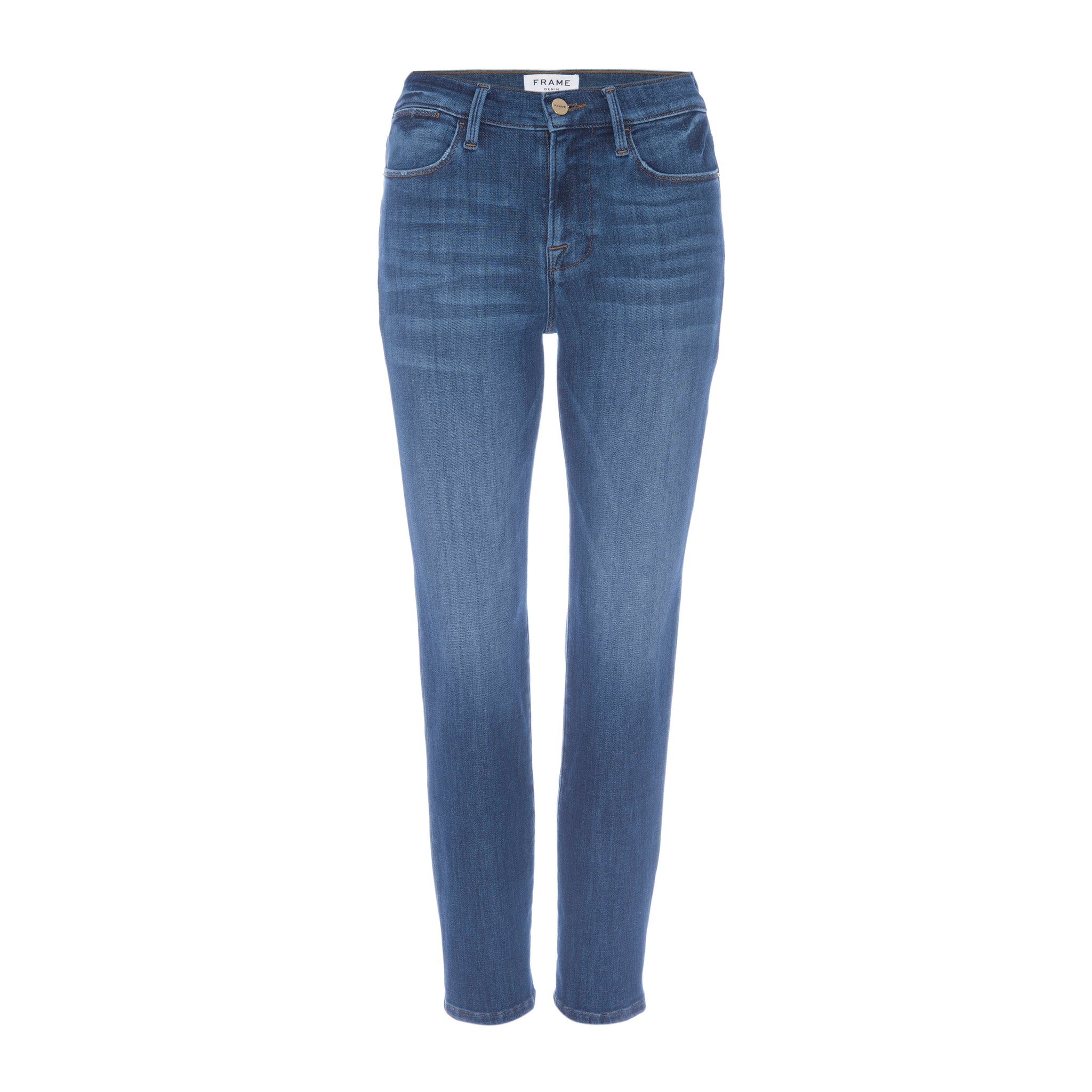 still image of frame le high straight jeans in bestia