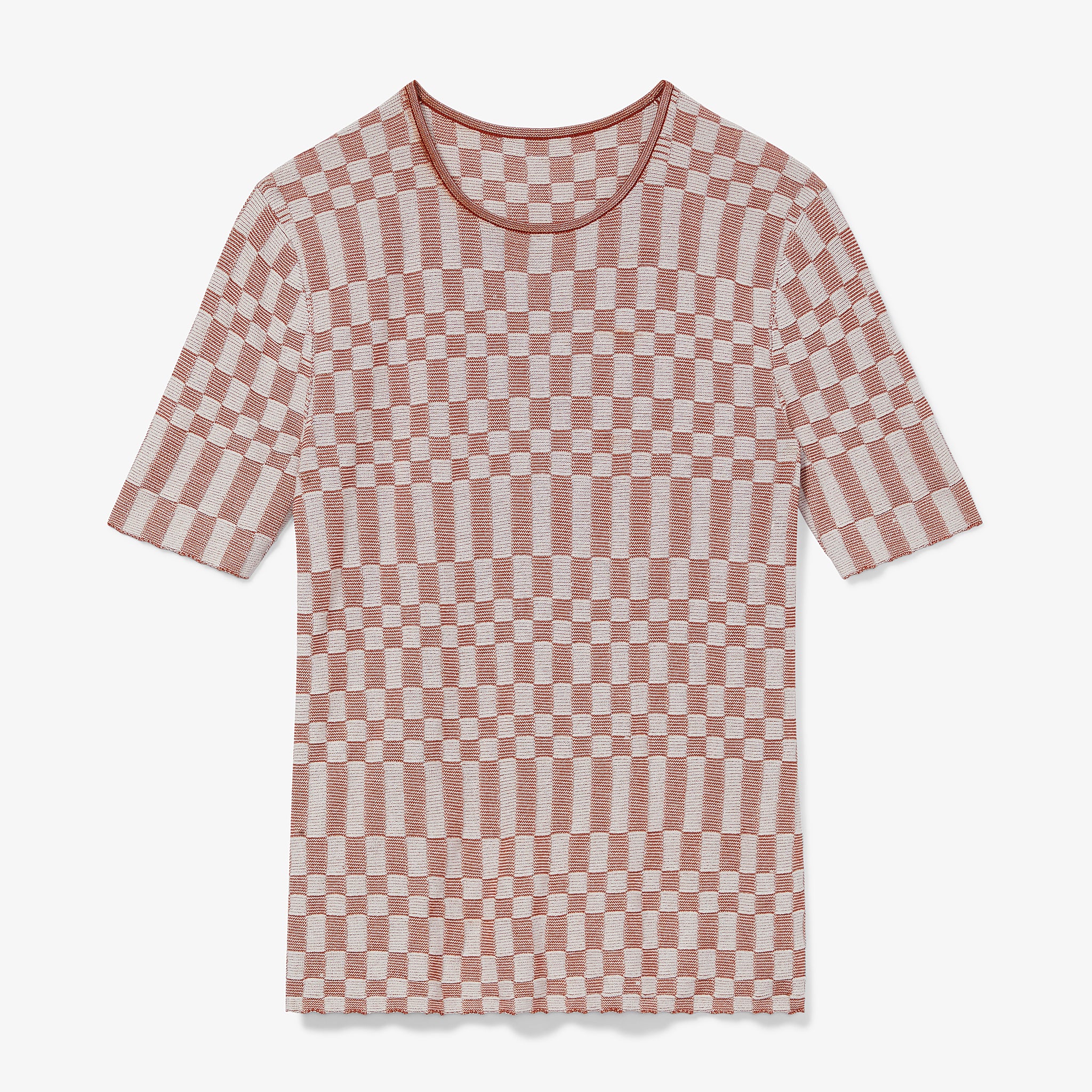 Packshot image of the Charli Top - Checkered Knit in Red Clay / Natural