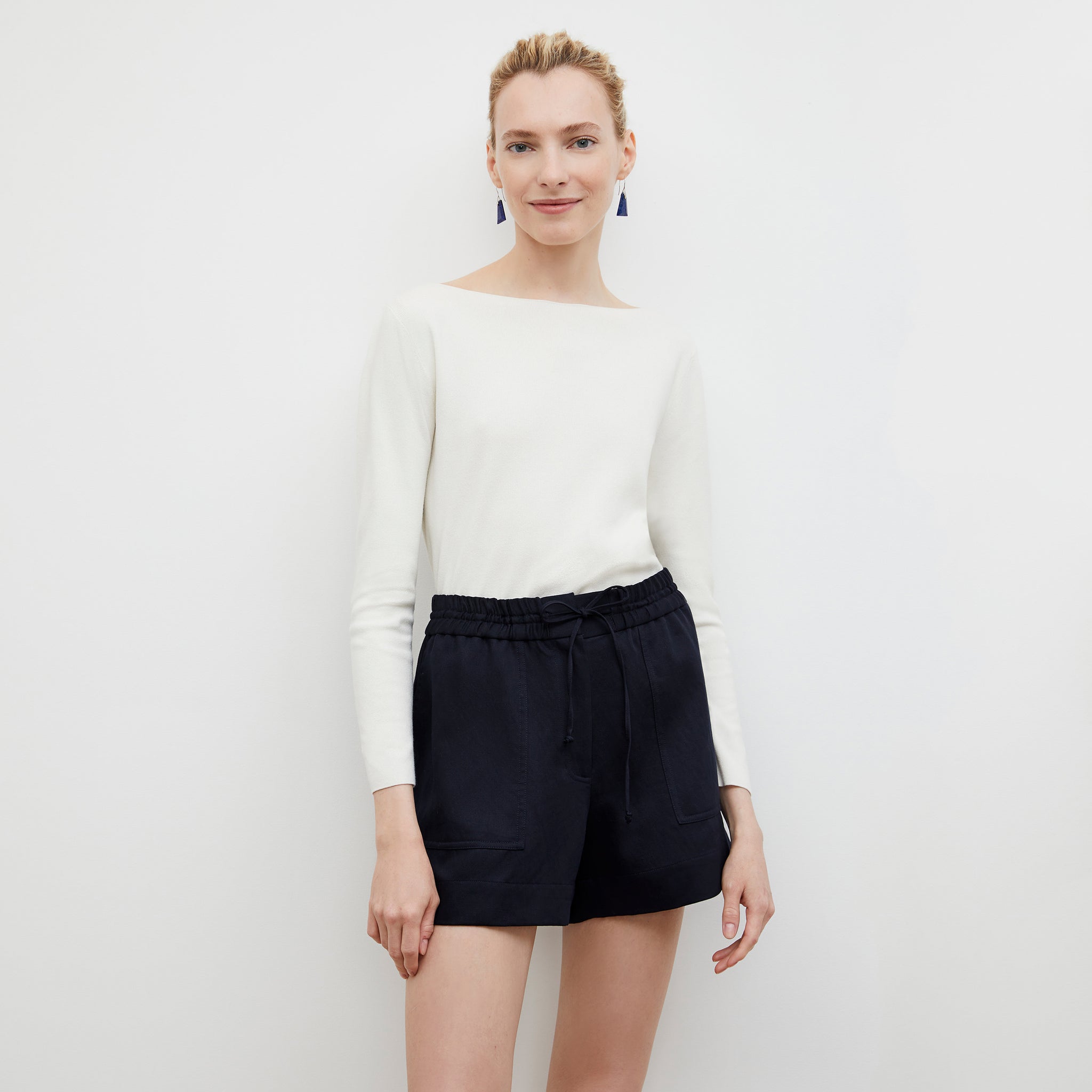 Front image of a woman wearing the Adina Short - Everyday Twill in Night 