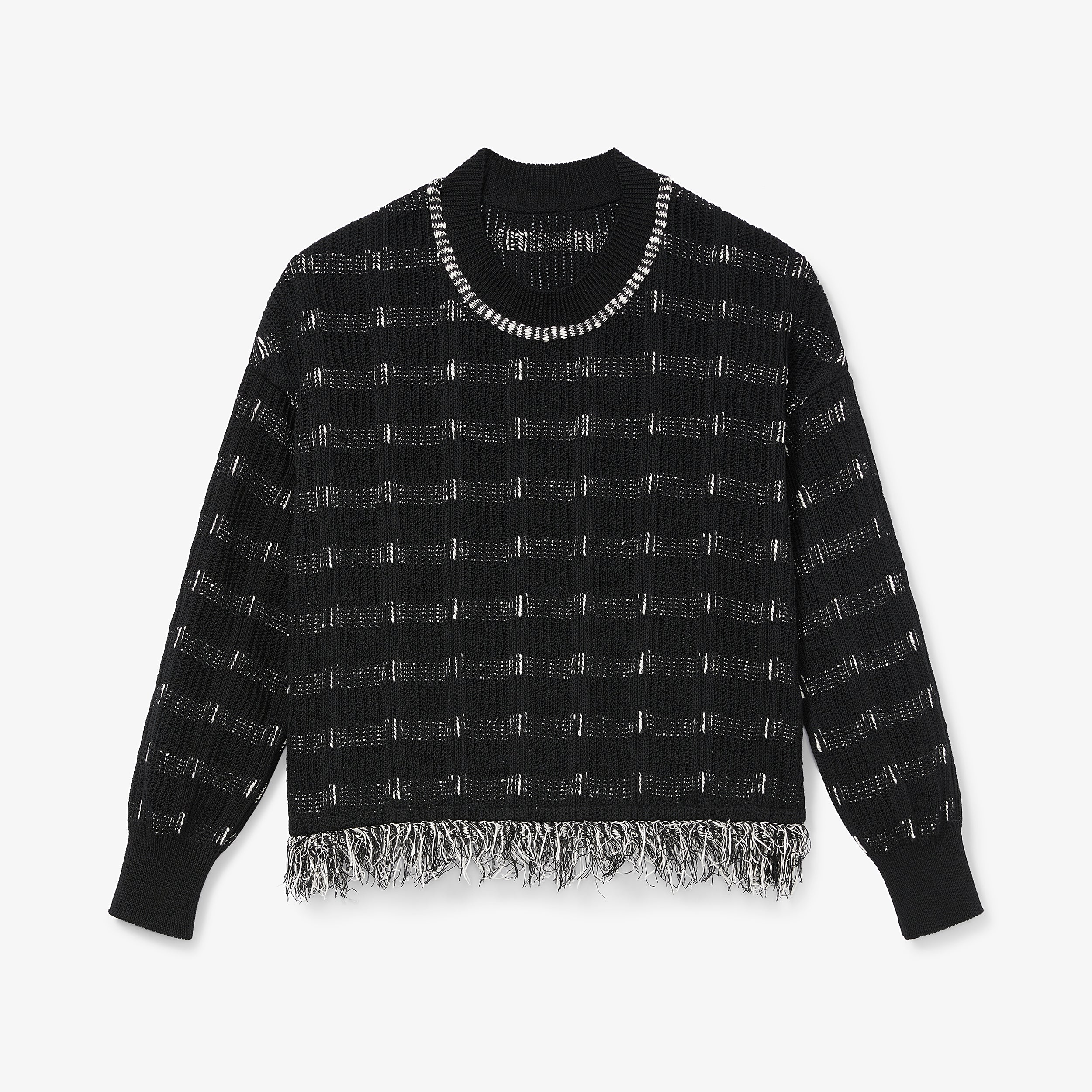 Figari Pullover - Linear Interweave :: Black / White – M.M.LaFleur