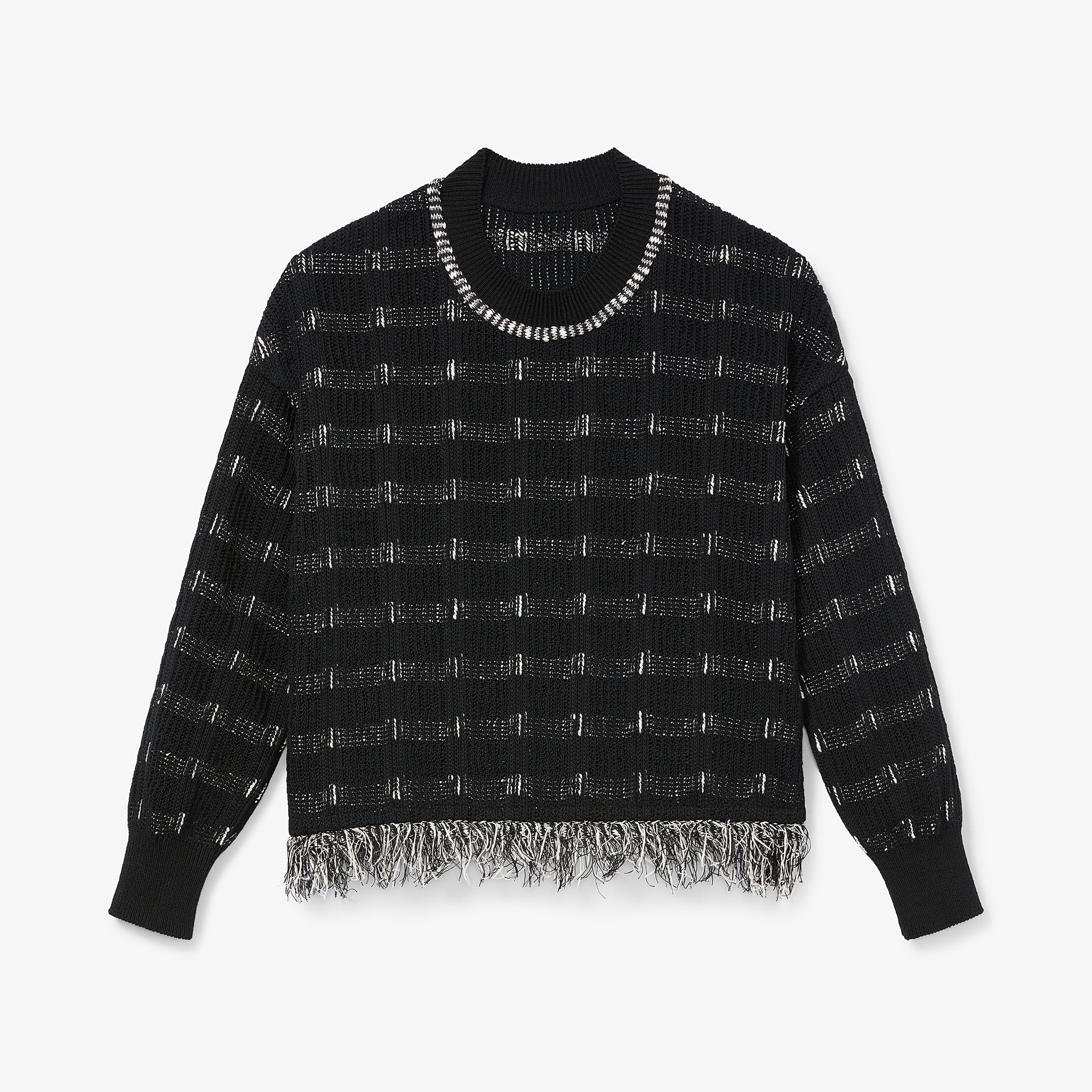 Packshot image of the Figari Pullover - Linear Interweave in Black / White