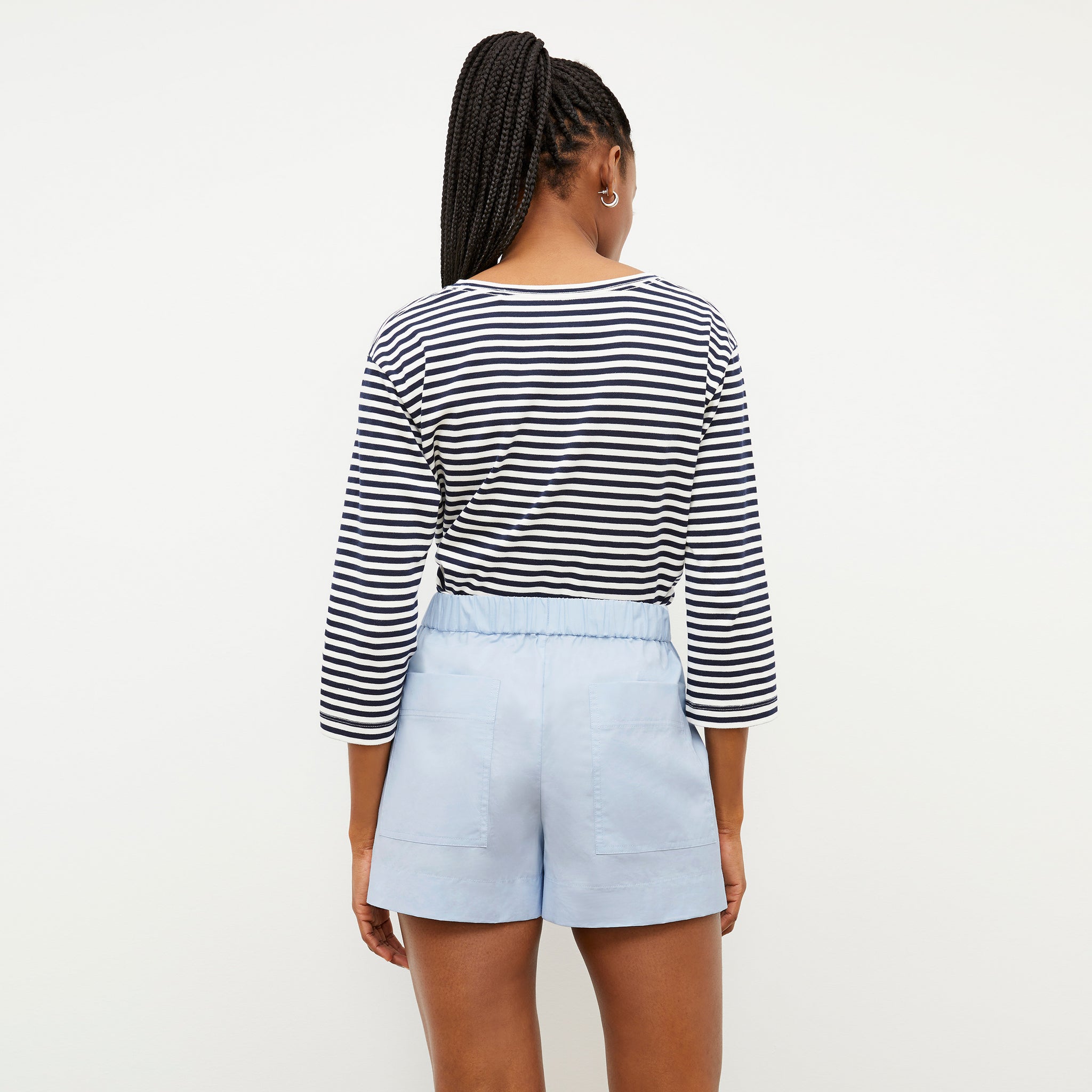 Image of a woman wearing the Sasha Short in Breeze