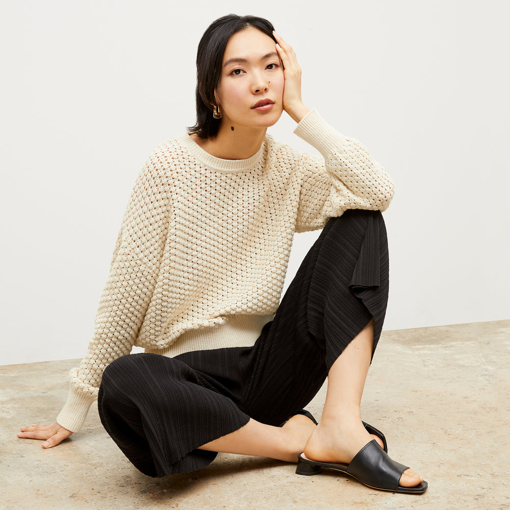 Packshot image of the Liam sweater popcorn knit in coconut
