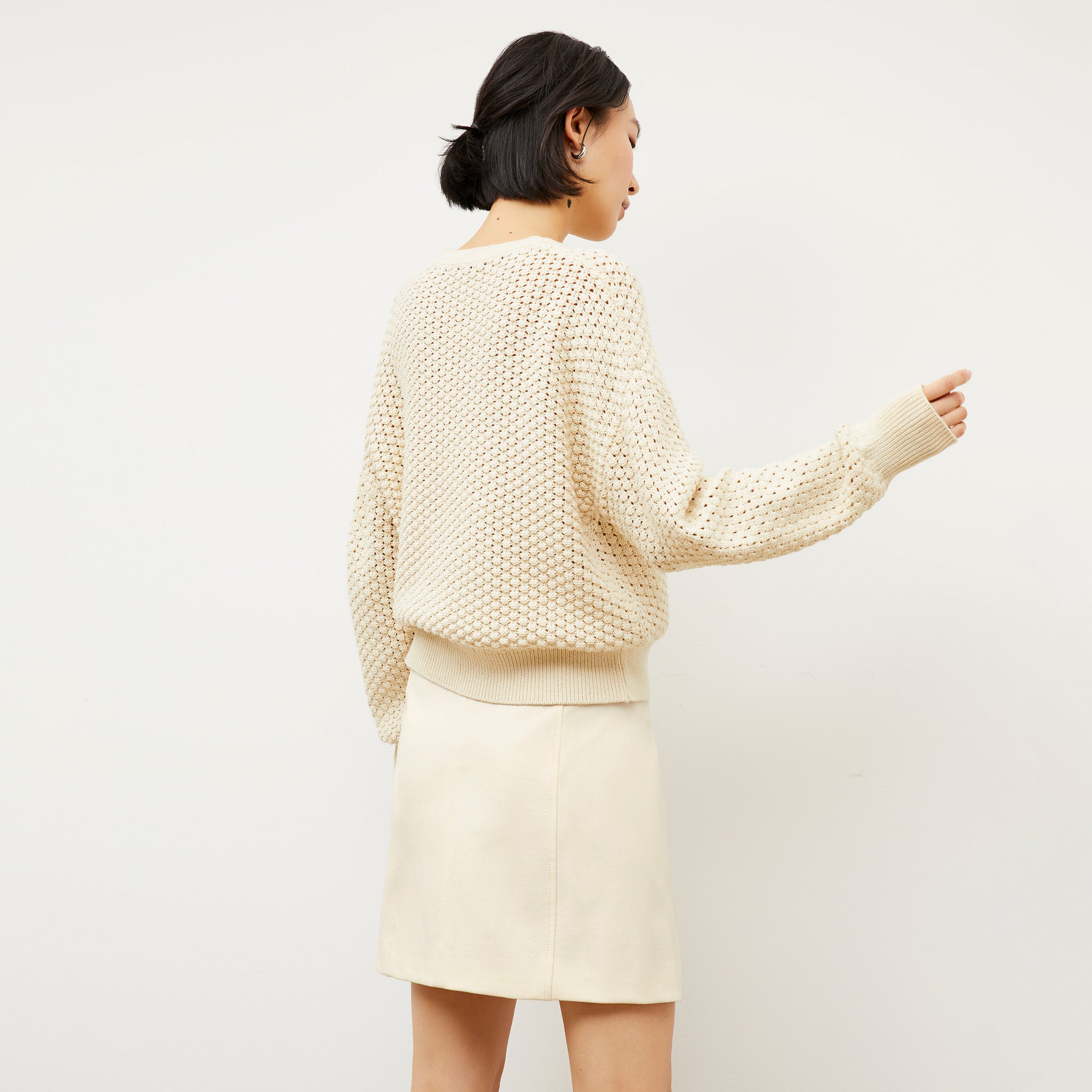Packshot image of the Liam sweater popcorn knit in coconut
