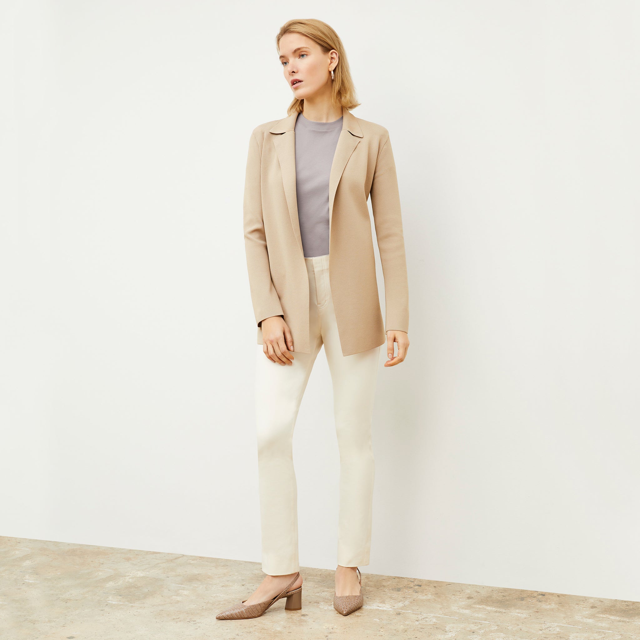 Front image of a woman wearing the Leslie T-Shirt - Pima Cotton in Wisteria