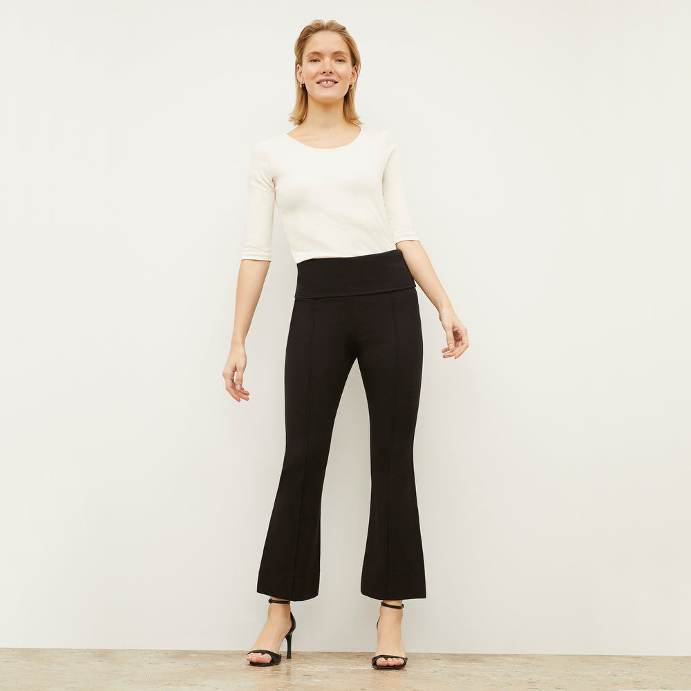 Front image of a woman wearing the Soyoung top in Ivory