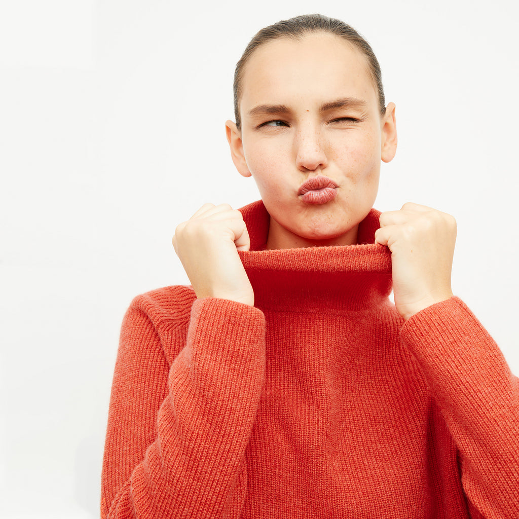 Arbus Sweater - Cashmere :: Papaya – M.M.LaFleur Arbus Sweater - Cashmere :: Papaya – M.M.LaFleur