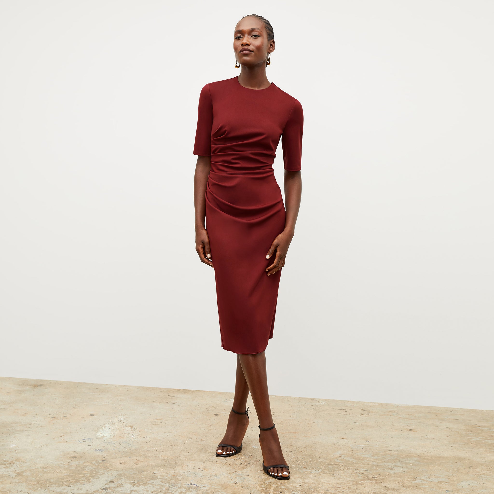 lauriell burgundy wrap front crepe midi dress Women's Lauriell Red Wrap Front Crepe Midi Dress