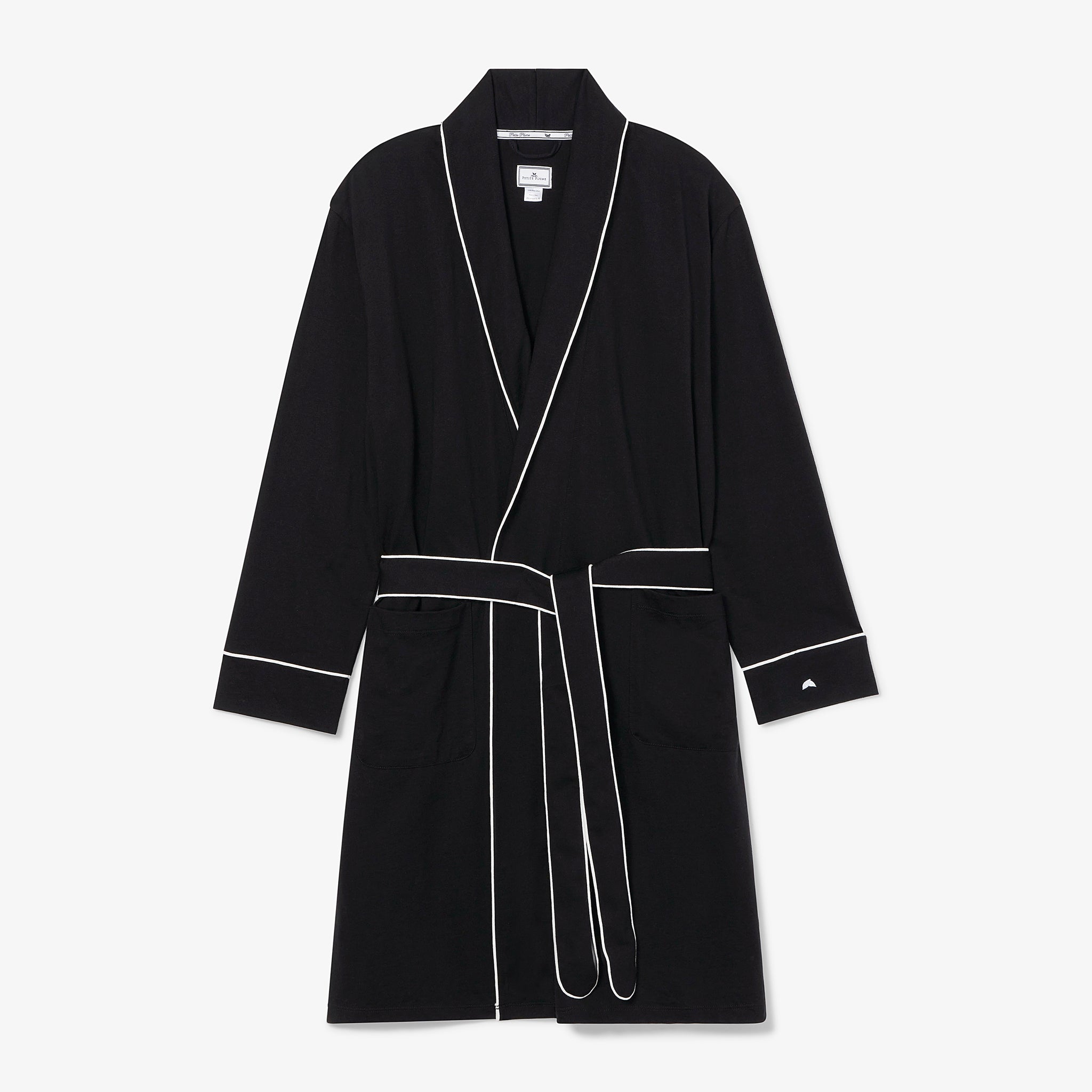 Packshot image of the Petite Plume x M.M. Luxe Pima Robe in Black
