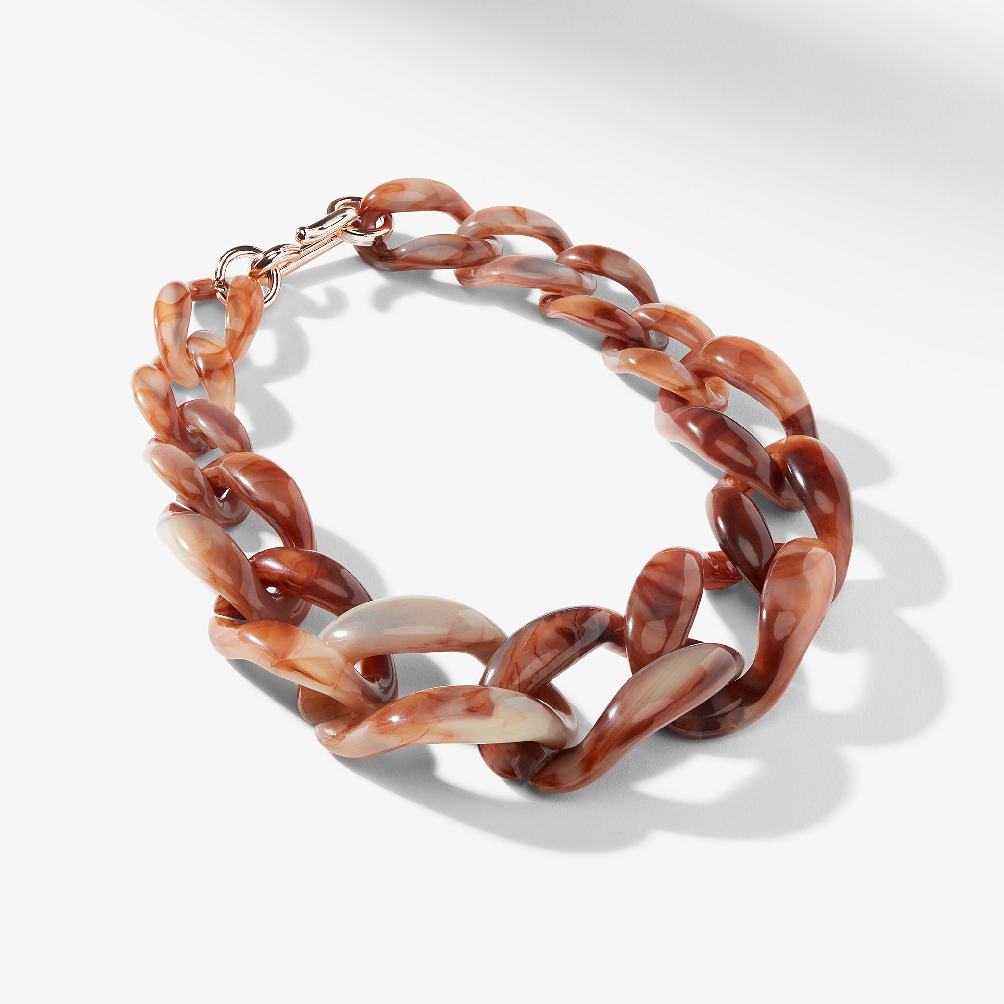 Packshot image of the lygia necklace in ivory/brown multi