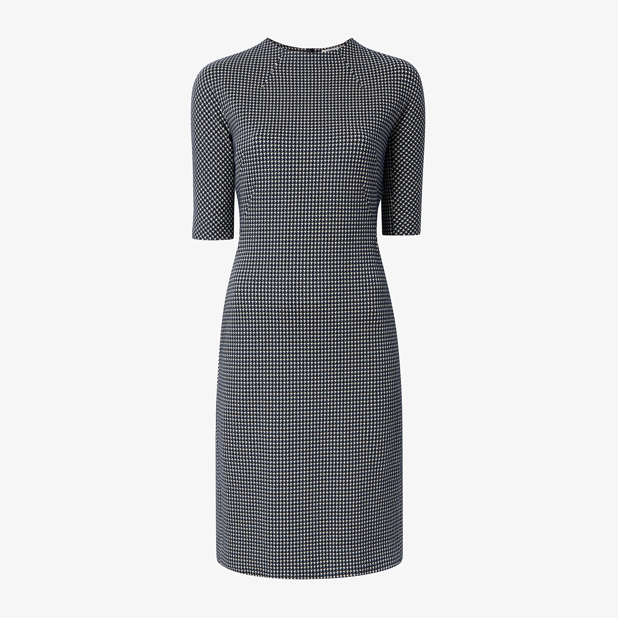 Packshot image of the farnoosh dress in black and white houndstooth