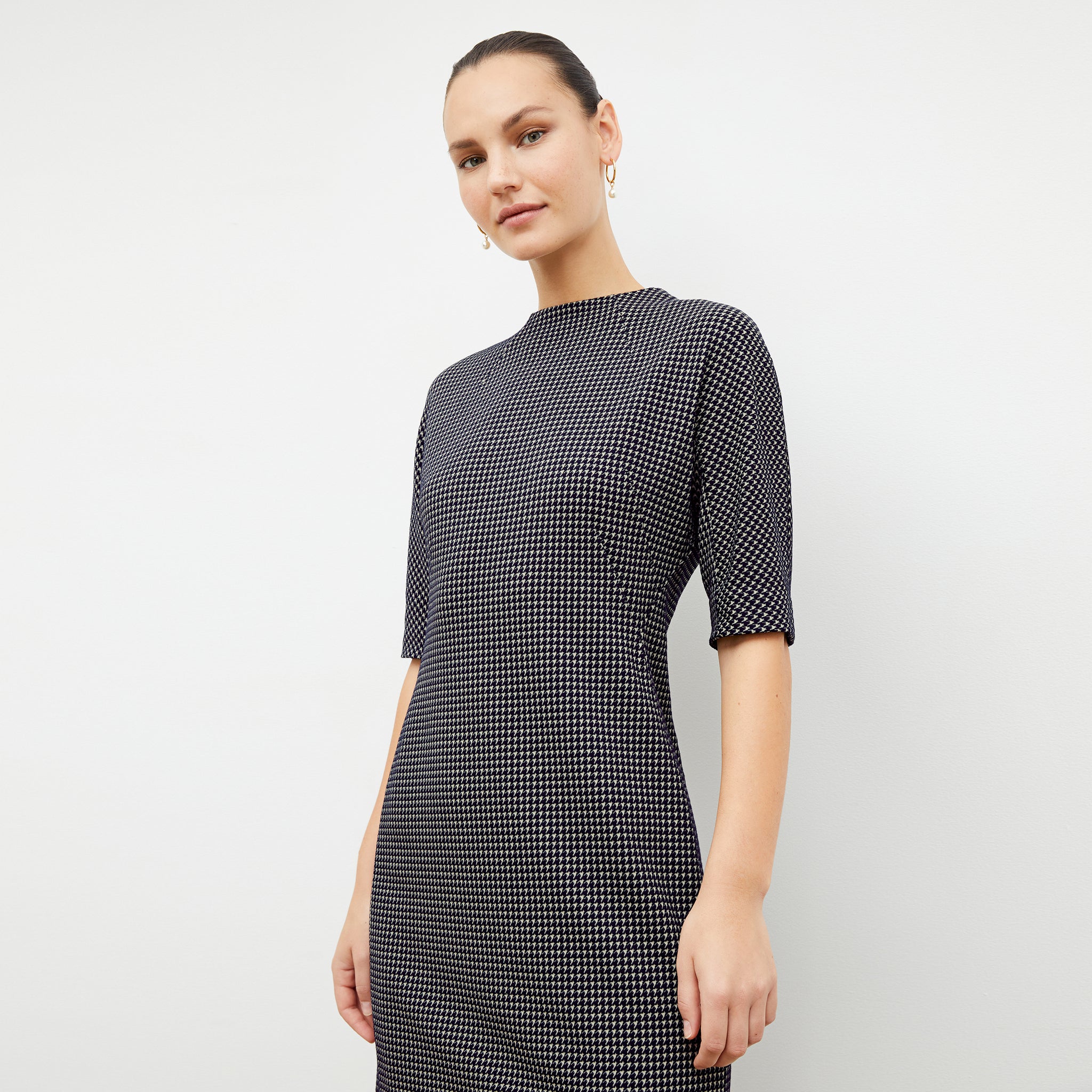 Farnoosh Dress - Stretch Houndstooth :: Black / White Farnoosh Dress - Stretch Houndstooth :: Black / White
