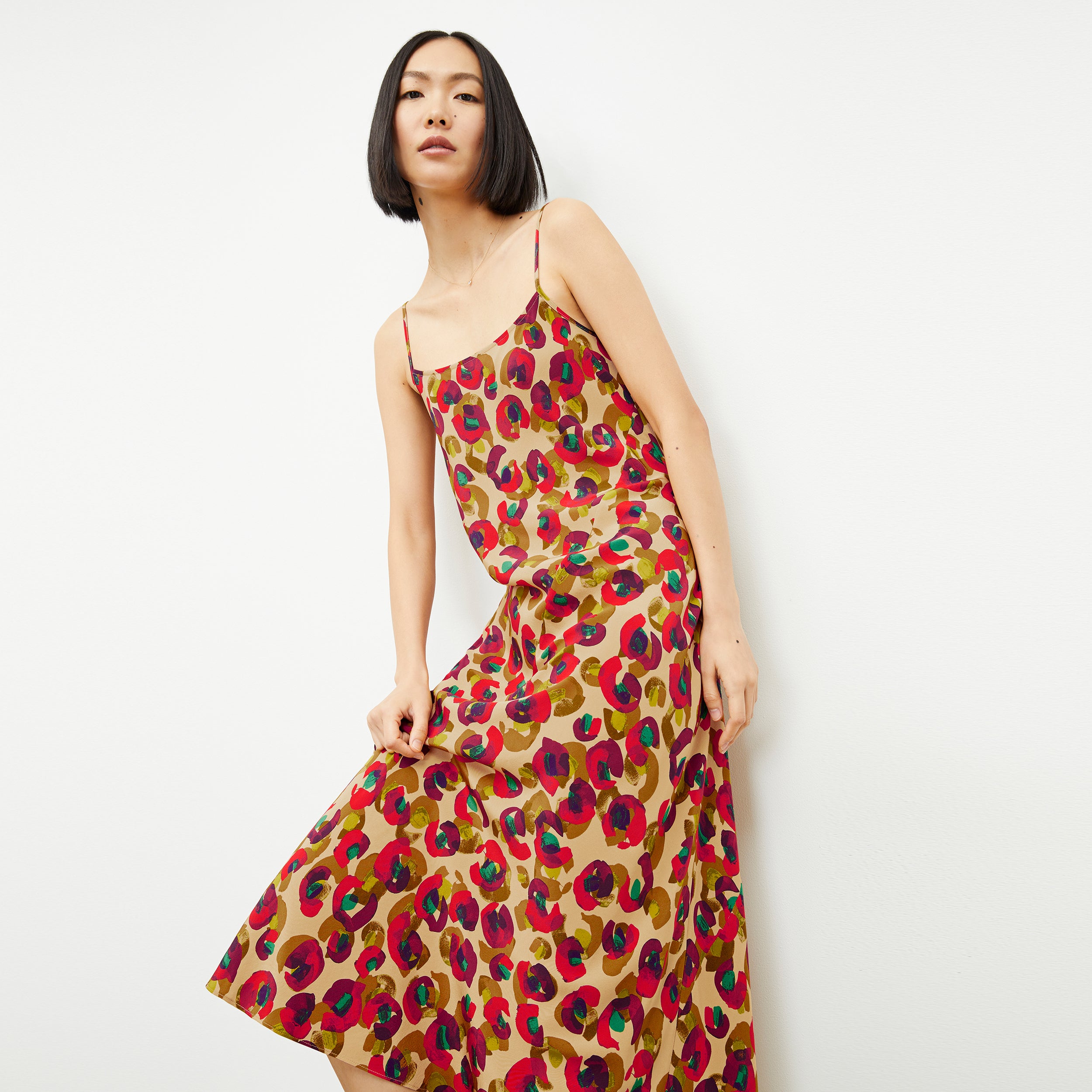 Nene Slip Dress - Washable Silk :: Peacock Print – M.M.LaFleur