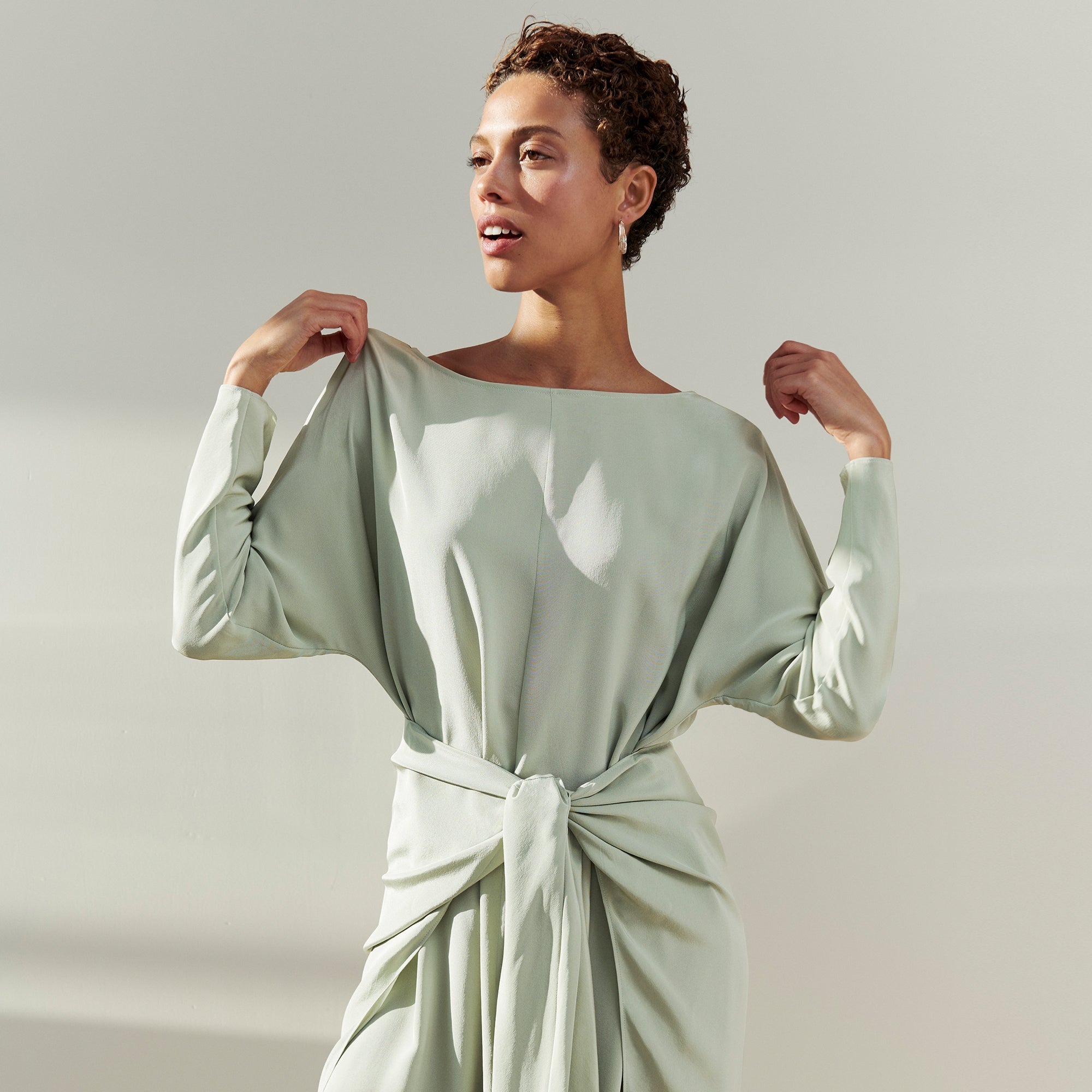 Rashmeen Dress - Washable Silk :: Minty Green 4 Rashmeen Dress - Washable Silk :: Minty Green 4