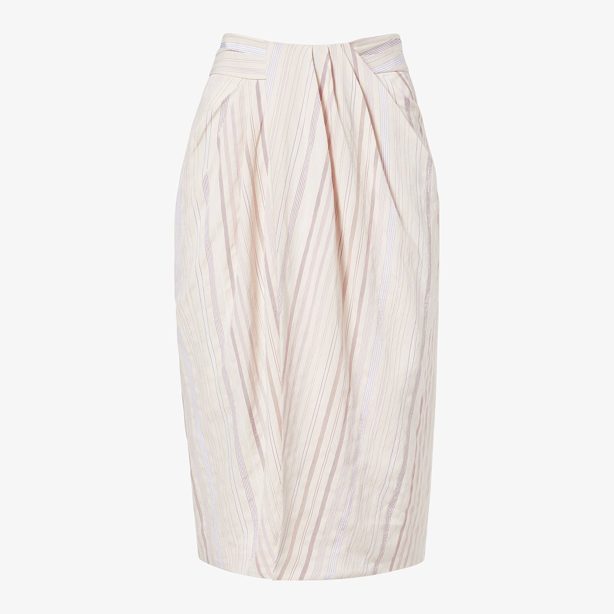 Packshot image of the lenox skirt in twill stripe in ivory / red