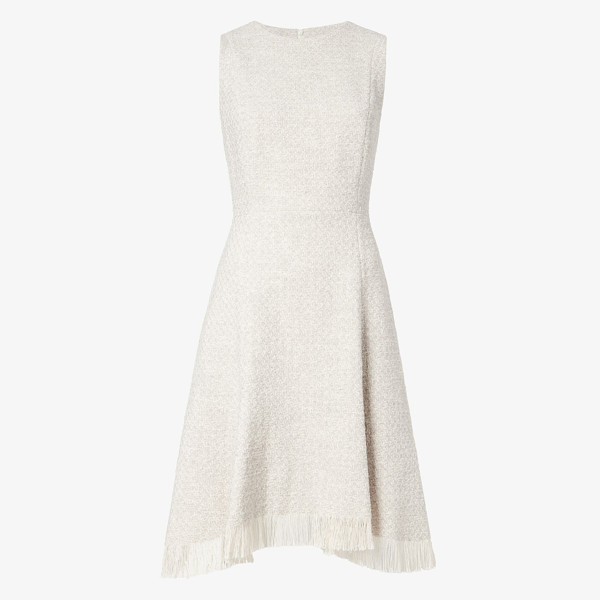 Packshot image of the lindsay dress in cotton boucle in sea salt / ivory
