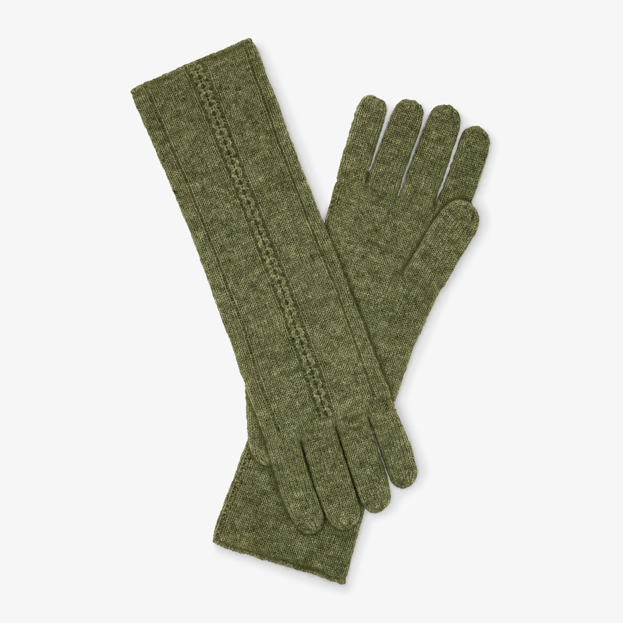 Packshot image of the Circle Cable Gloves—Cashmere in Olive 