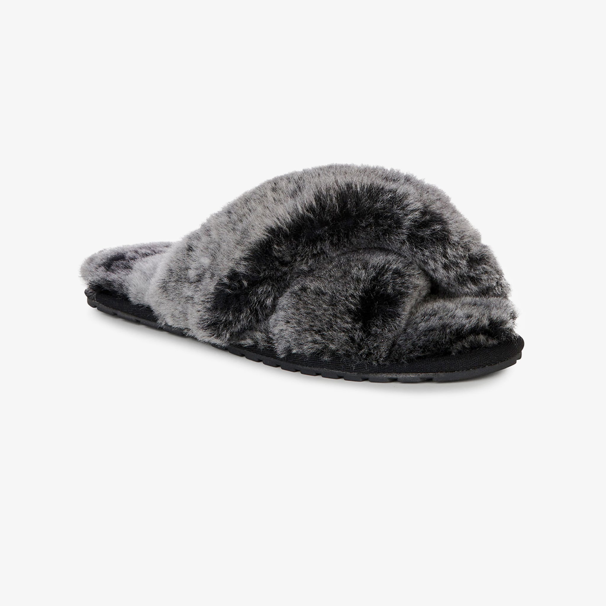 Packshot image of the Emu Australia Mayberry Slipper in Black Frost 